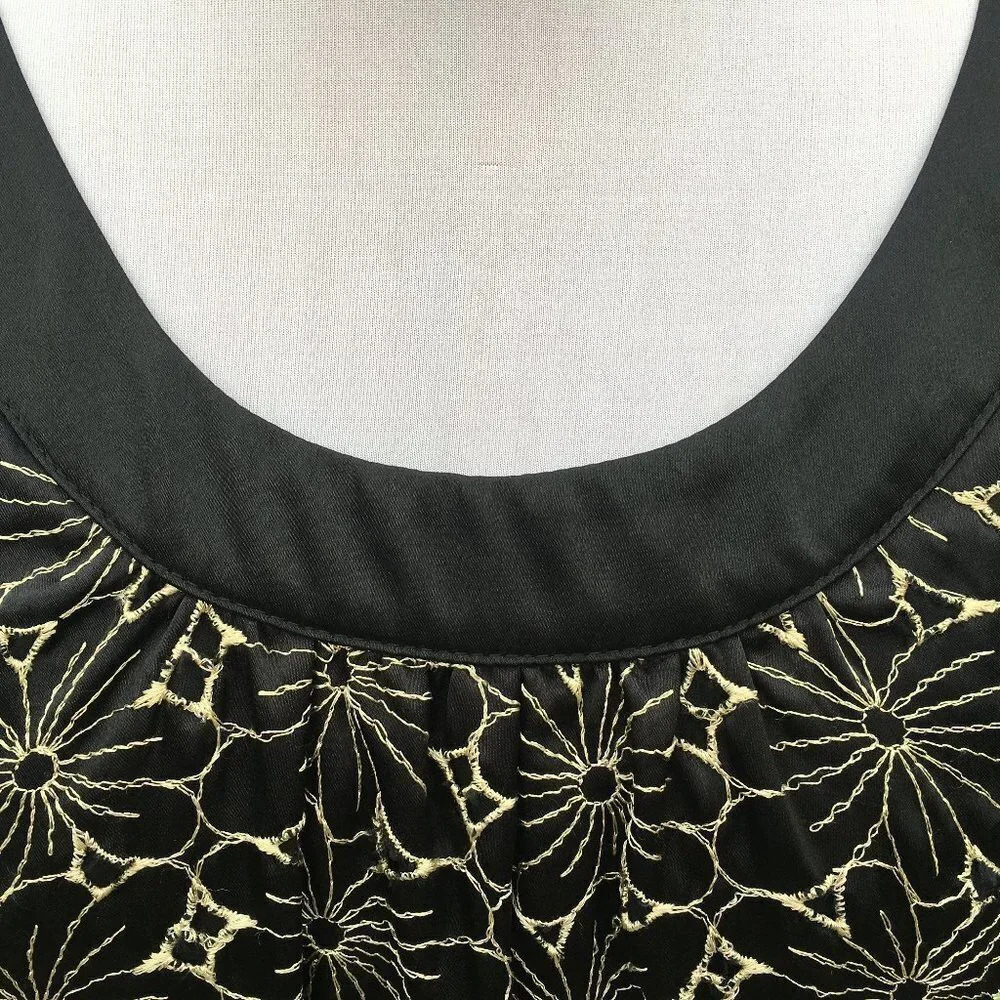 Betsey Johnson Dress, Size 10, Dark Navy/Black, Embroidered Floral Pattern‎ - Picture 6 of 10